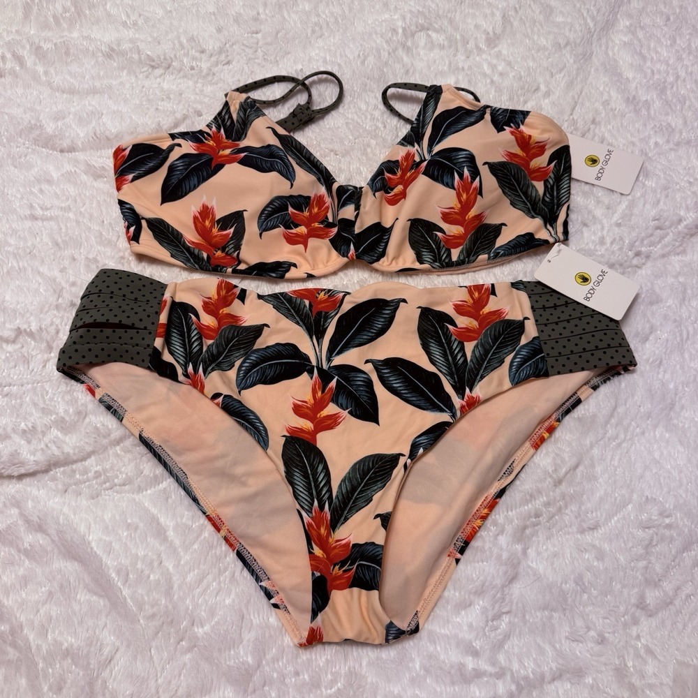 Body Glove Swimsuit Size 3X Floral Peach Two Piece Bikini Set New With Tag